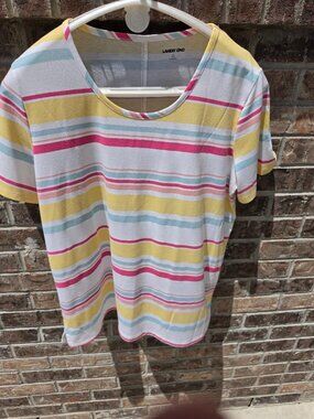 Lands' End Colorful, Striped T-Shirt Size L